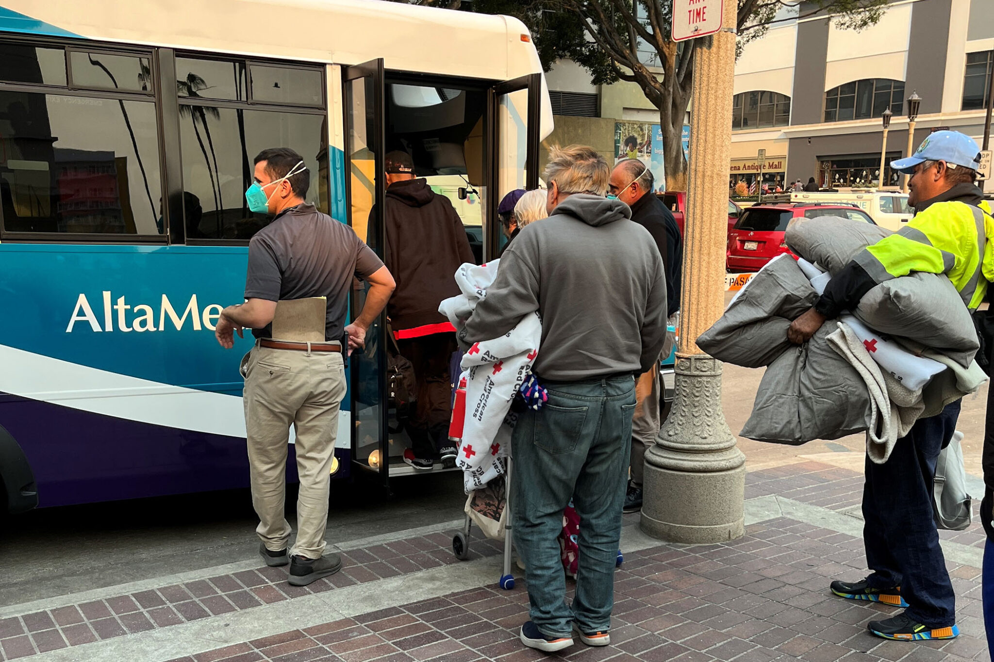 Evacuees in AltaMed Shuttle